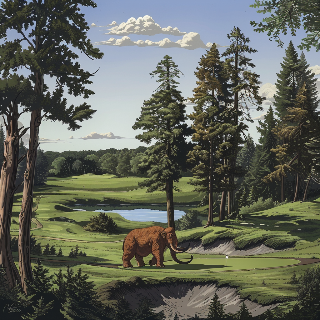 mammoth on a golf course